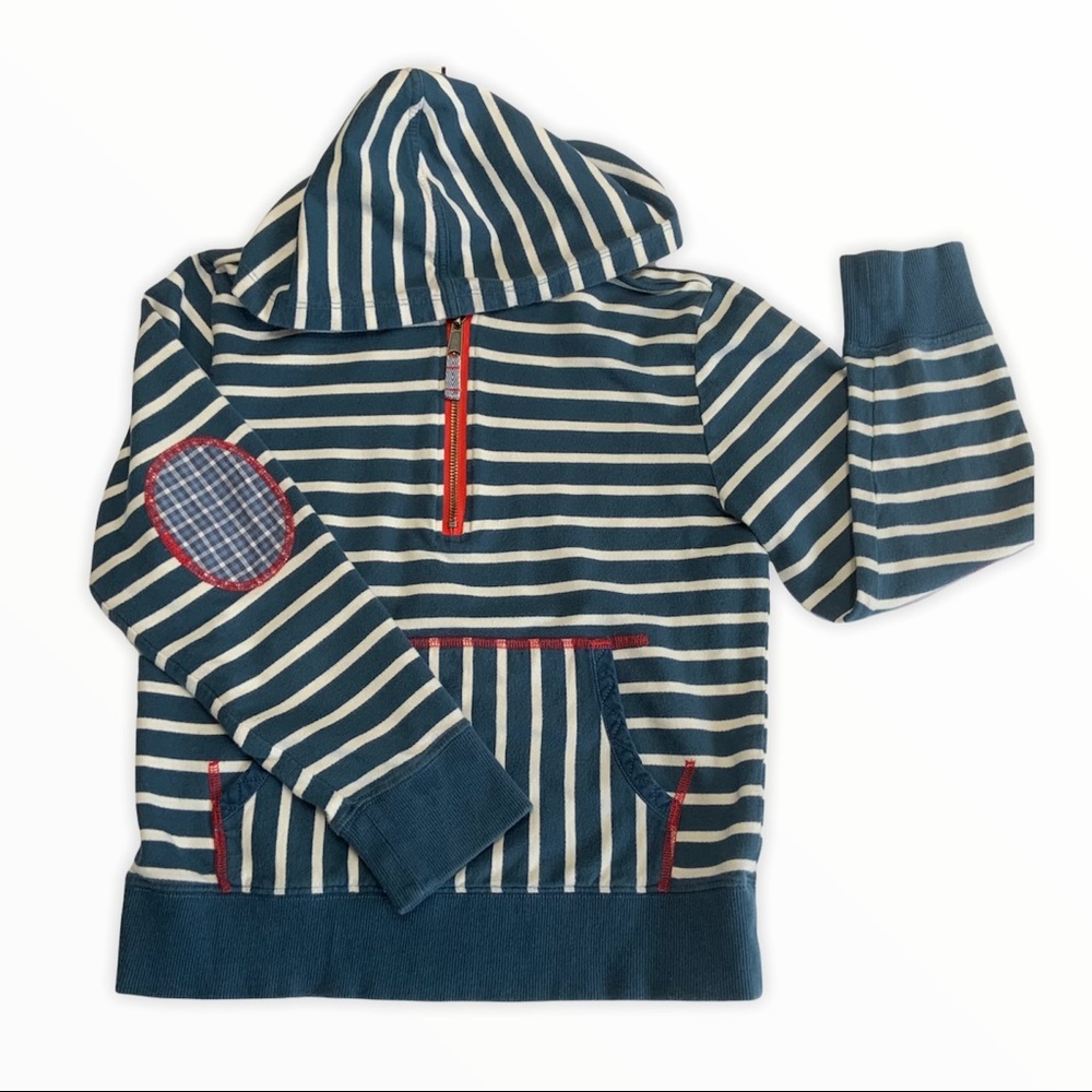 MJ Patches & Pluck Navy Striped Hoodie (Sz 10)
